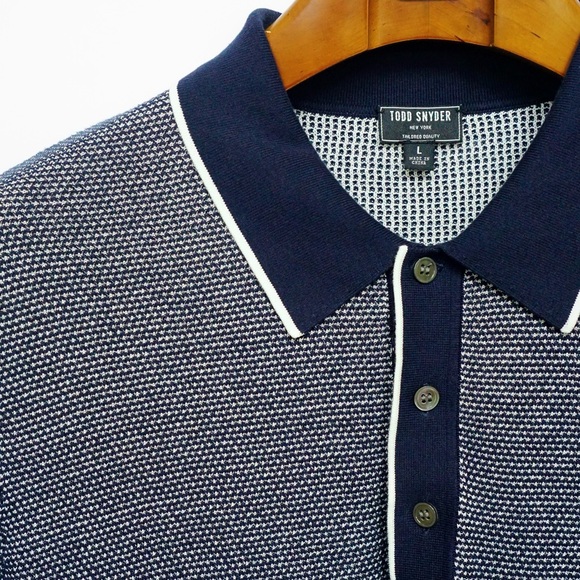 Todd Snyder Silk Blend Seed Stitch Knit Polo - Picture 2 of 5